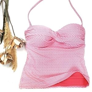 Pink White Polka-dot  Swimsuit String Tank Top S